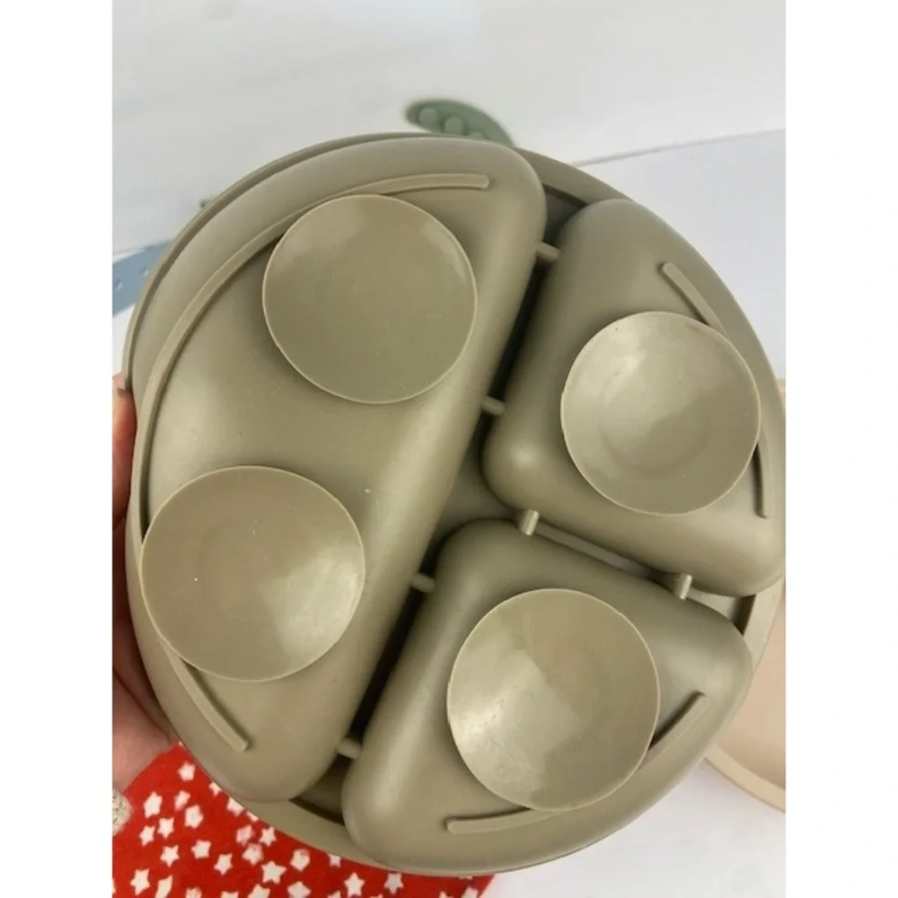 Baby Silicone Feeding Set Bibs Suction Divided Plates Teether Ice Packs Bundle